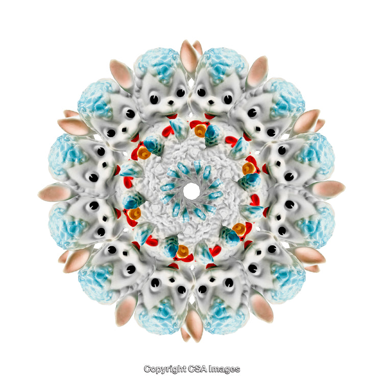 Mandala of Vibrant Toy Figures with Blue Sheep