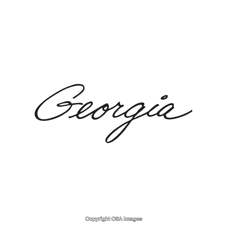 Elegant Handwritten Script Featuring the Word Georgia on a White Background