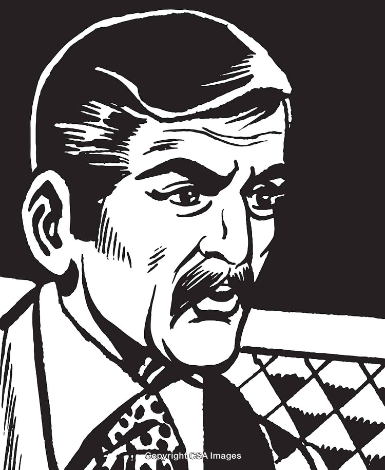 Retro Illustration of a Confident Man with a Serious Expression