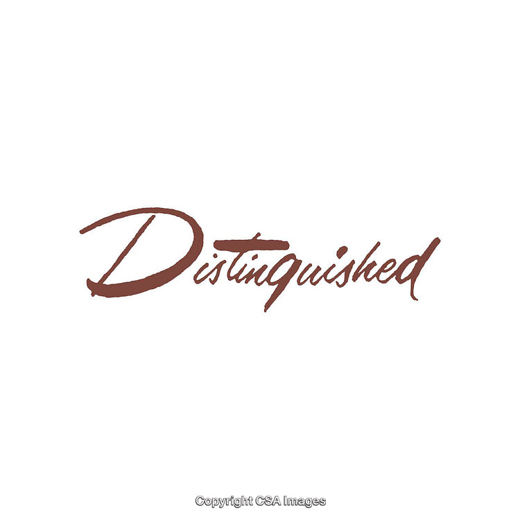 Elegant Typography Showcasing the Word 'Distinguished' in a Brown Tone
