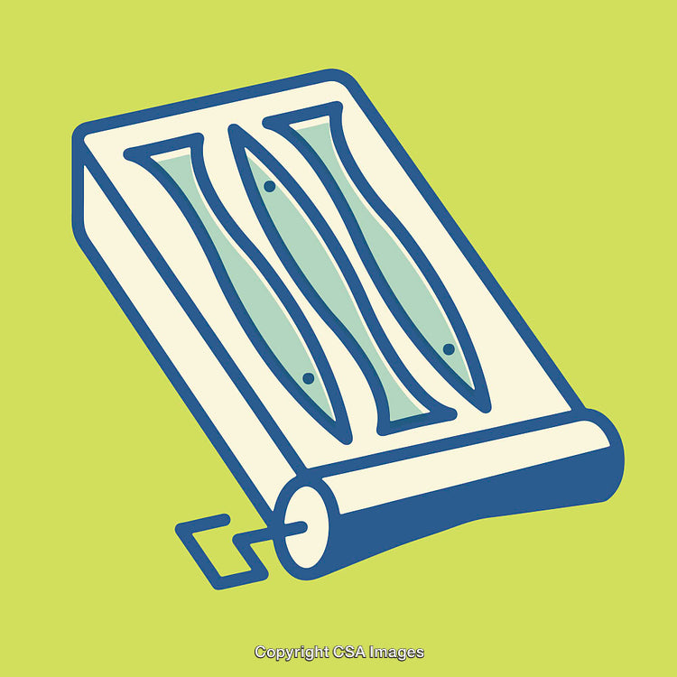 Colorful Line Art of Fish in a Container on Lime Green Background