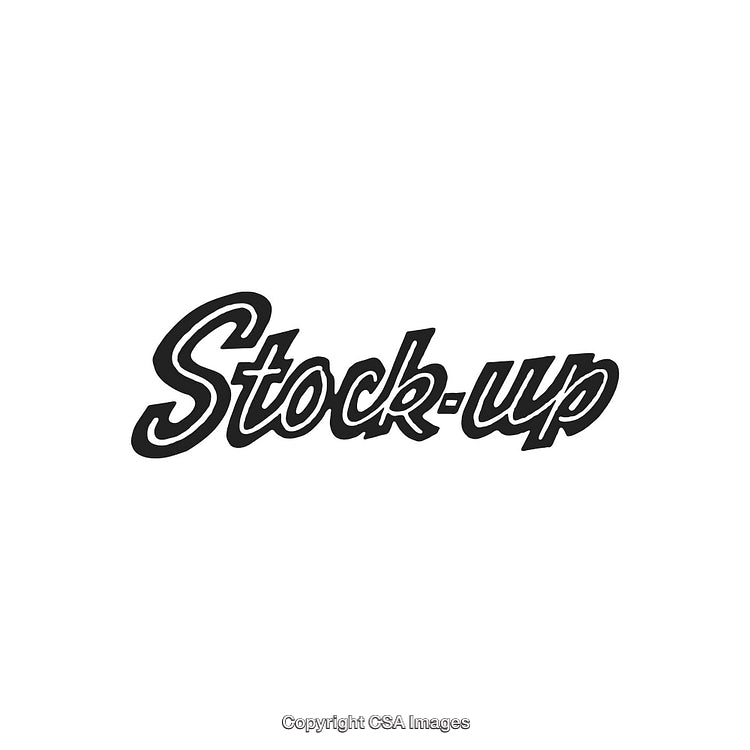 Retro Style 'Stock-Up' Text Design on White Background