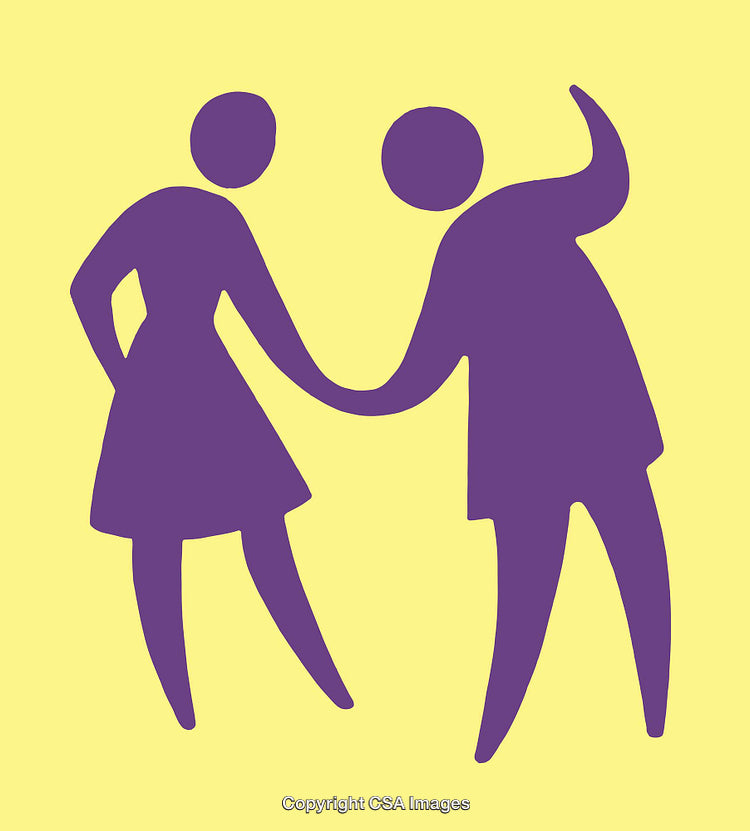 Vibrant Illustration of Figures Dancing in Celebration with Yellow Background