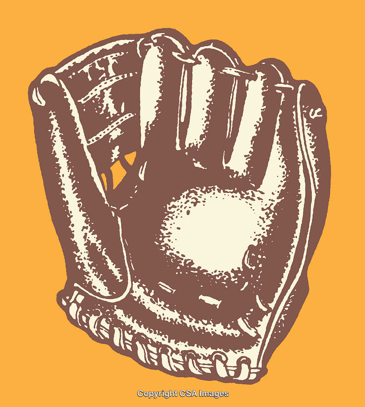 Vintage Line Art Illustration of a Baseball Glove