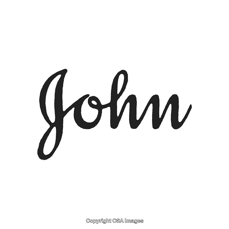 Handwritten Black Script Text Displaying the Name John on White Background