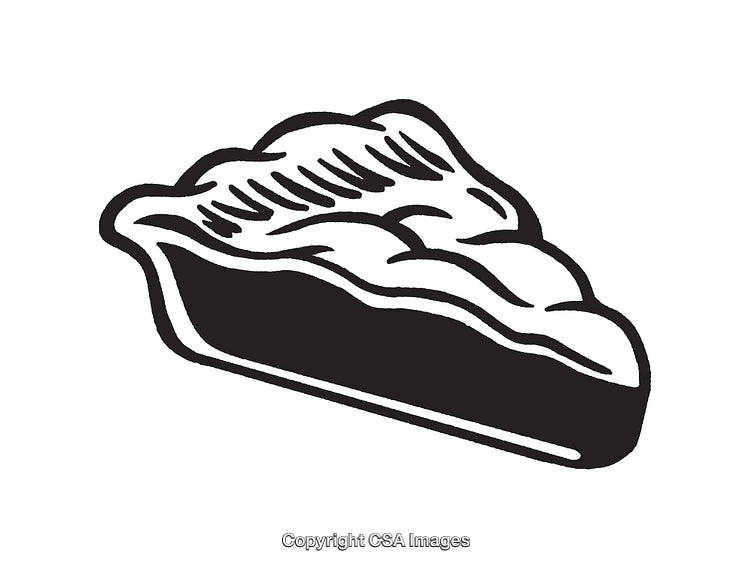 Black And White Line Art Illustration of a Slice of Pie