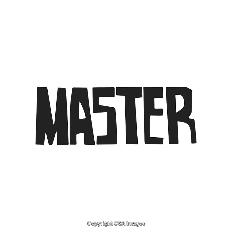 Stylized Black Text Design Featuring the Word 'Master' on a White Background
