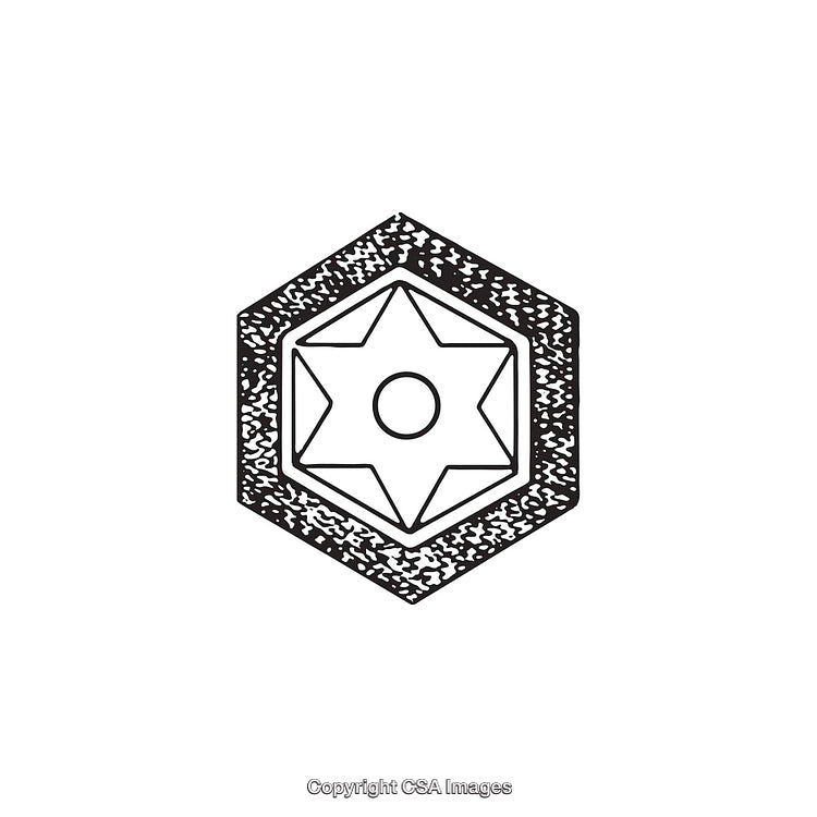 Black and White Star Hexagon Design Illustration in Minimalistic Style