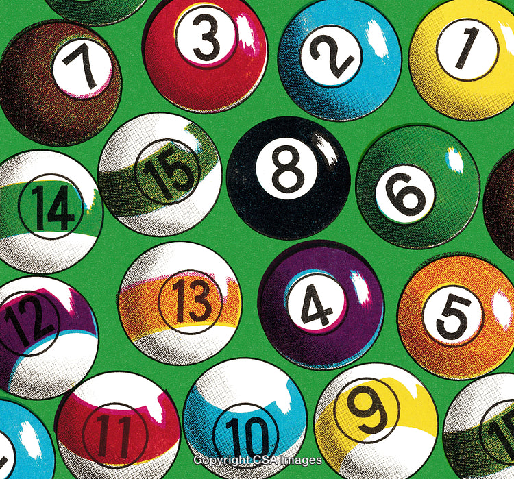 Colorful Illustrated Pool Balls in a Vibrant Retro Comic Art Style