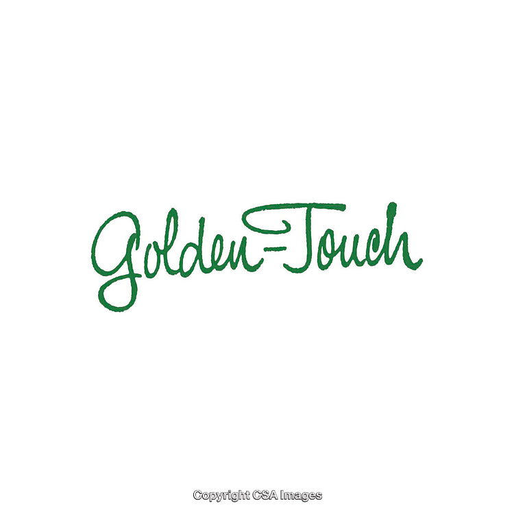 Green Script Lettering Displaying 'Golden-Touch' with Simple Artistic Style