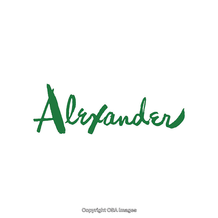 Green Handwritten Alexfander Text Logo on White Background