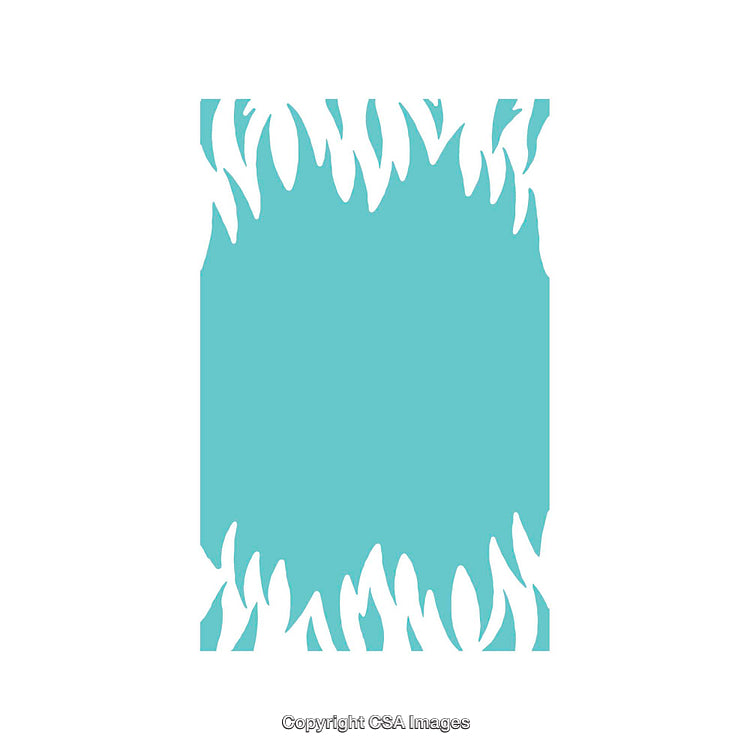 Abstract Flame Border Design in White and Pastel Turquoise Colors