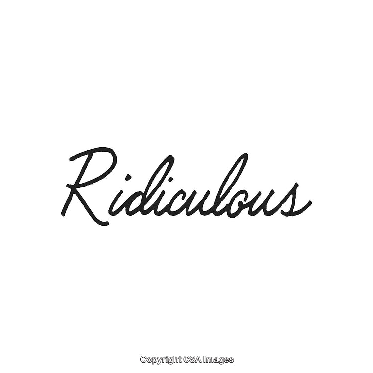 Stylized Script Text Displaying the Word 'Ridiculous' on a Plain Background