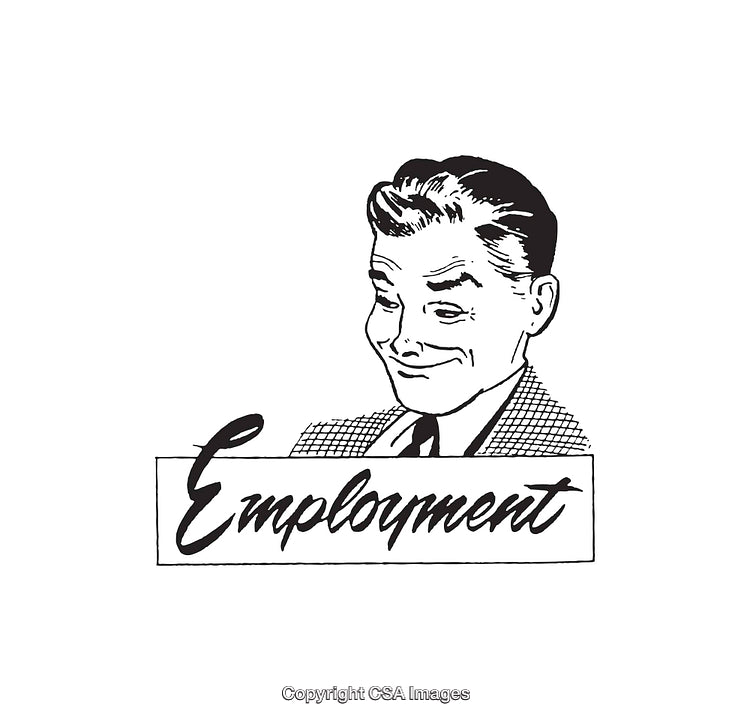 Retro Style Employment Concept Black and White Illustration