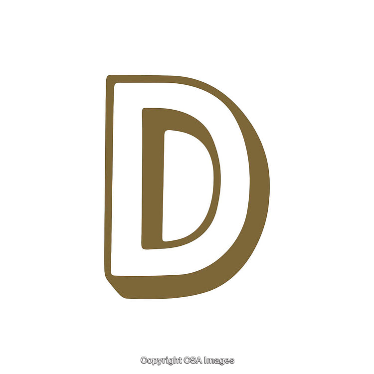 Decorative Brown Letter D Isolated Design Artwork on White Background