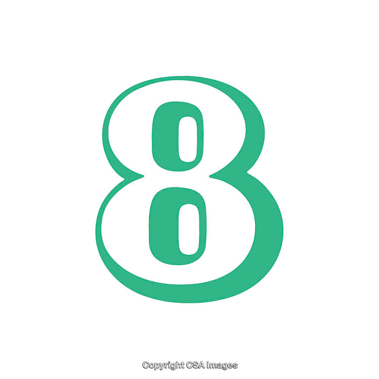 Stylized Number Eight in Green with White Background Visual Design