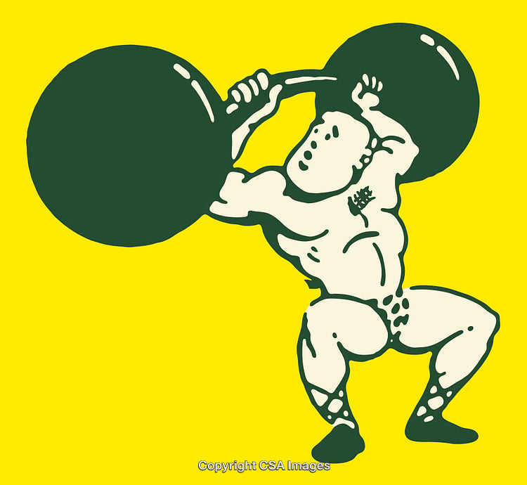 Stylized Line Art of a Strongman Lifting Heavy Weights