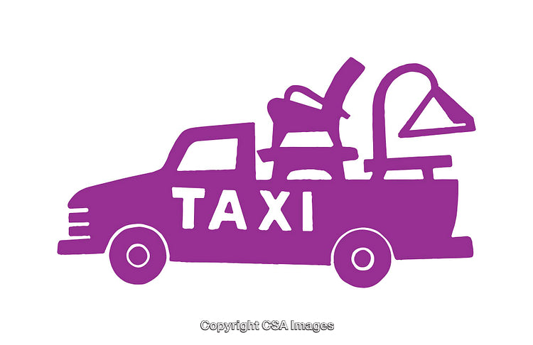 Purple Icon of a Furniture Taxi with Minimalistic Design
