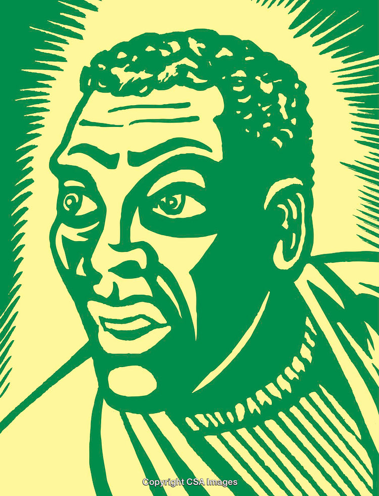 Artistic Green Illustration of a Person's Expressive Facial Expression