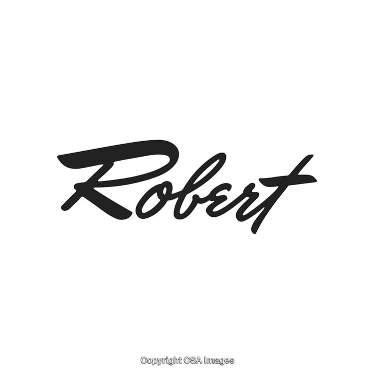 Black Script Typography of the Name Robert on White Background