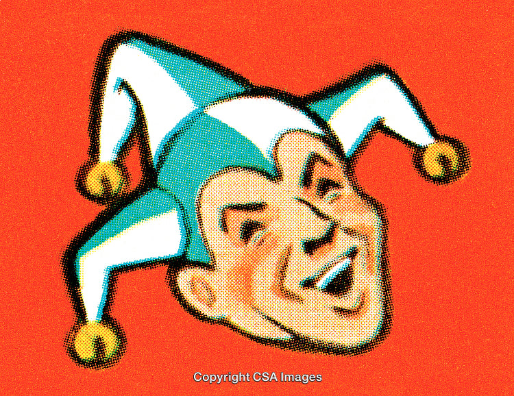 Colorful Illustration of a Cheerful Jester Face With a Joker Hat