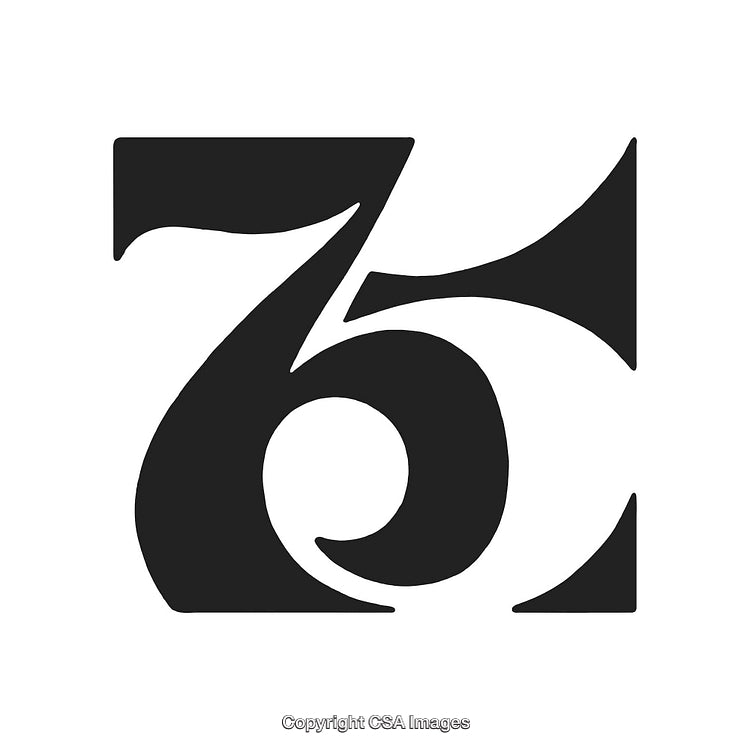Stylized Emblem With Number 76 Featuring Bold Black and White Contrast Design