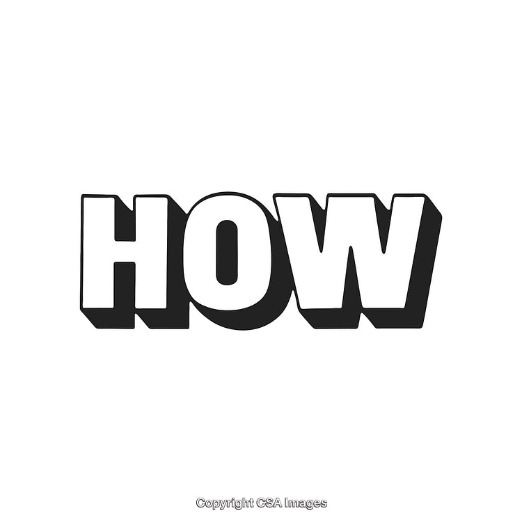 Bold Black and White Typography Featuring the Word 'How' in 3D Style