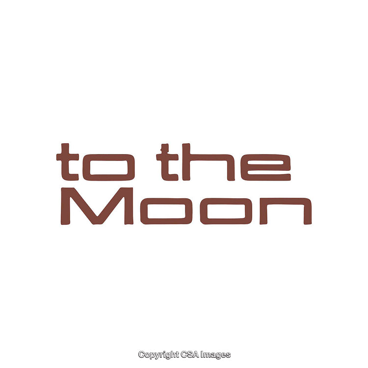 Minimalist Brown Text Reading 'To The Moon' on White Background