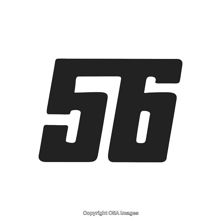 Minimalist Bold Number 56 Design in Black on a White Background