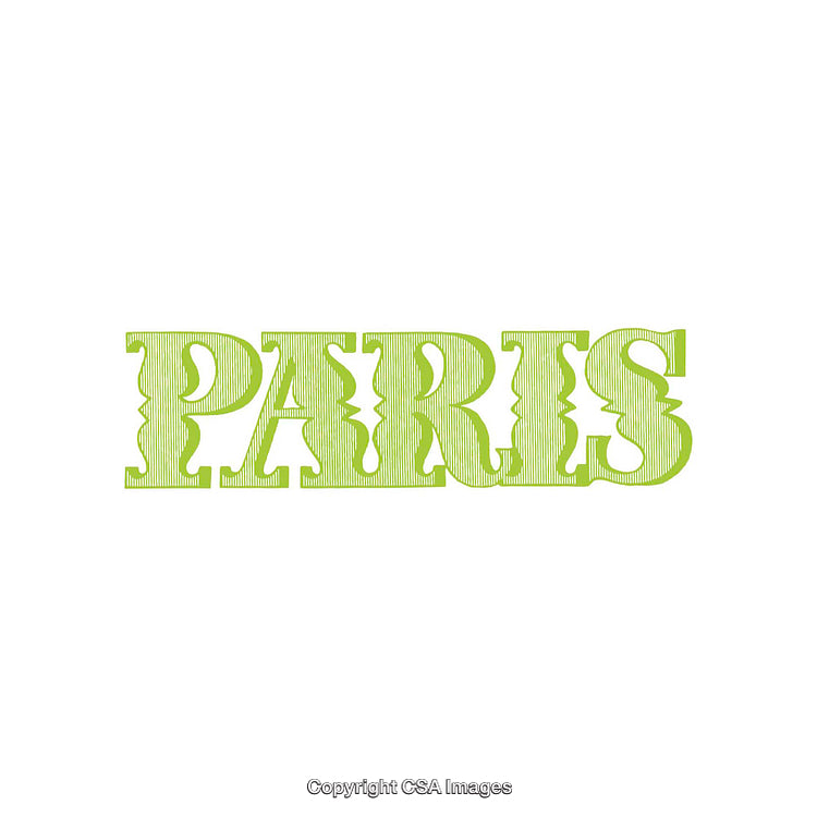 Stylish Green Typography Design Featuring the Word Paris on a White Background