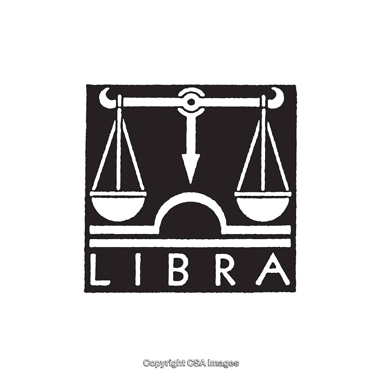 Black and White Line Art Illustration of Libra Zodiac Symbol