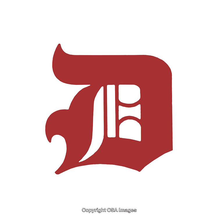 Red Calligraphic Letter D in Classic Typography Style