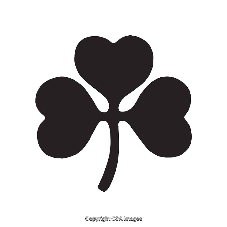 Black and White Silhouette of a Three-Leaf Clover Icon Design