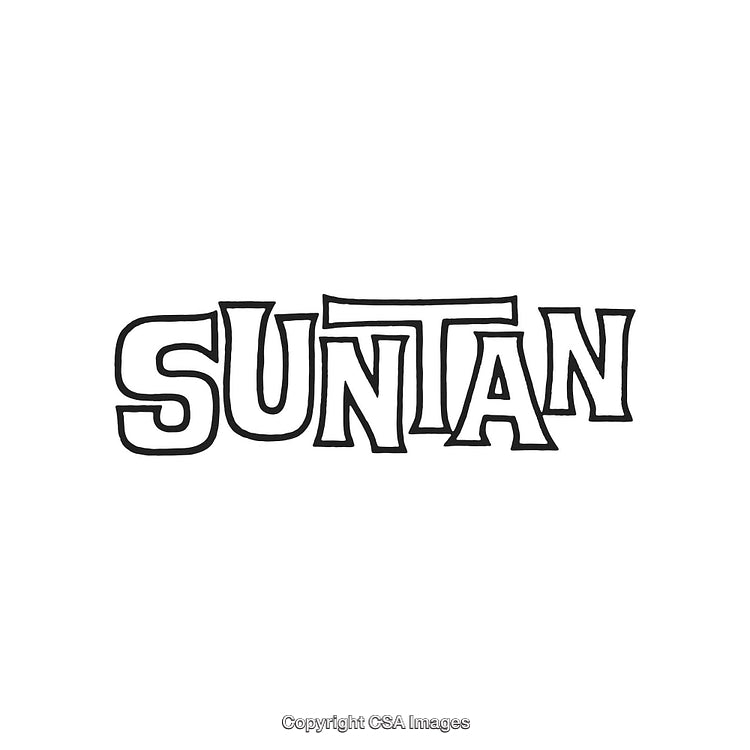 Artistic Hand-Drawn Suntan Text Design with Playful Stylized Lettering
