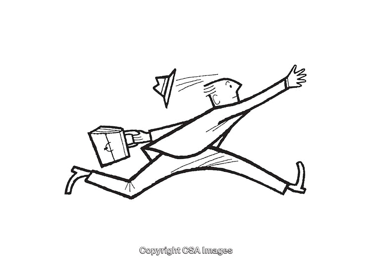 Businessman in a Hurry With Hat Falling and Briefcase in Hand