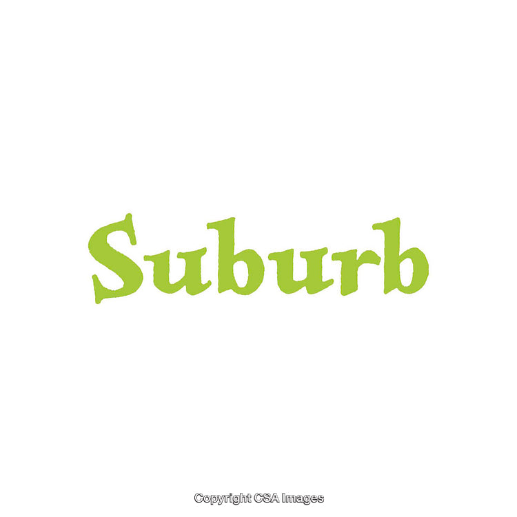 Green Suburb Text Illustration on a White Background
