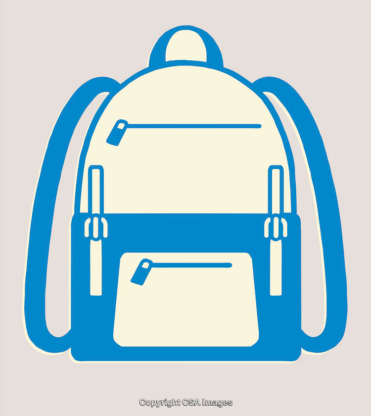 Colorful Line Art Illustration of a School Backpack With Straps and Pockets