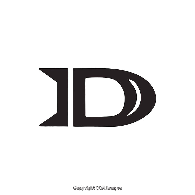 Stylized Black and White Letter D Graphic with Modern Appeal
