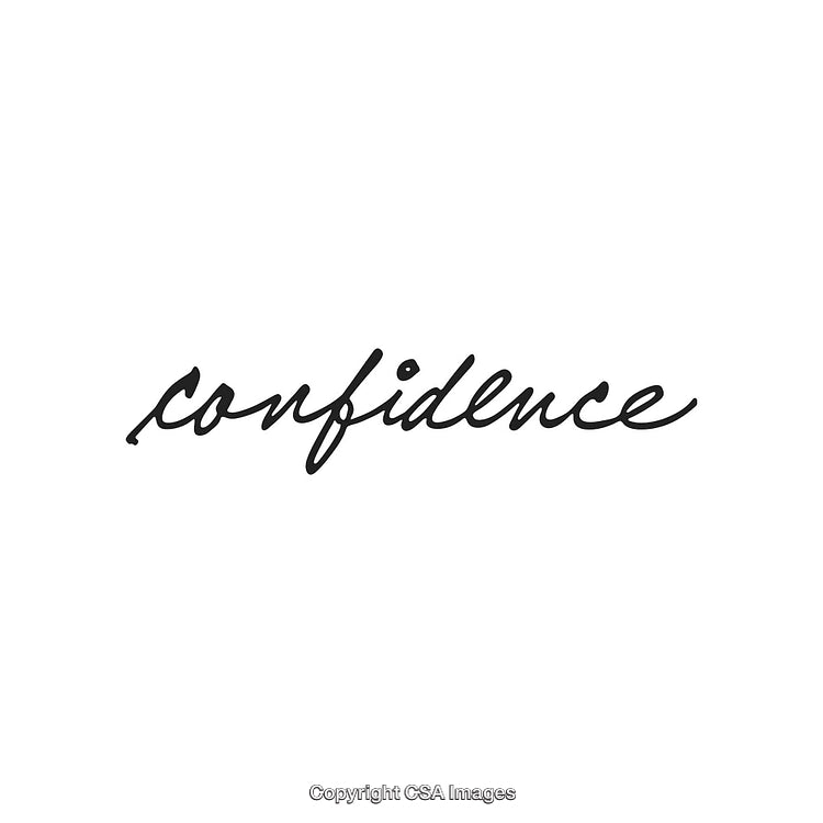 Black Script Text 'Confidence' on White Minimalist Background