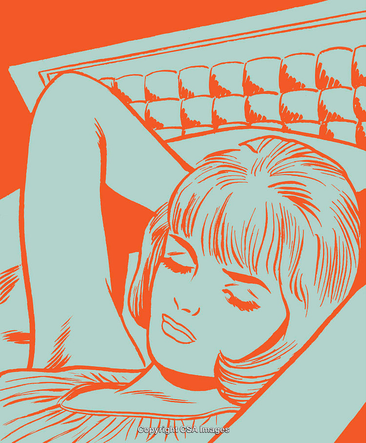 Stylized Illustration of a Relaxing Woman in Retro Pop Art Style