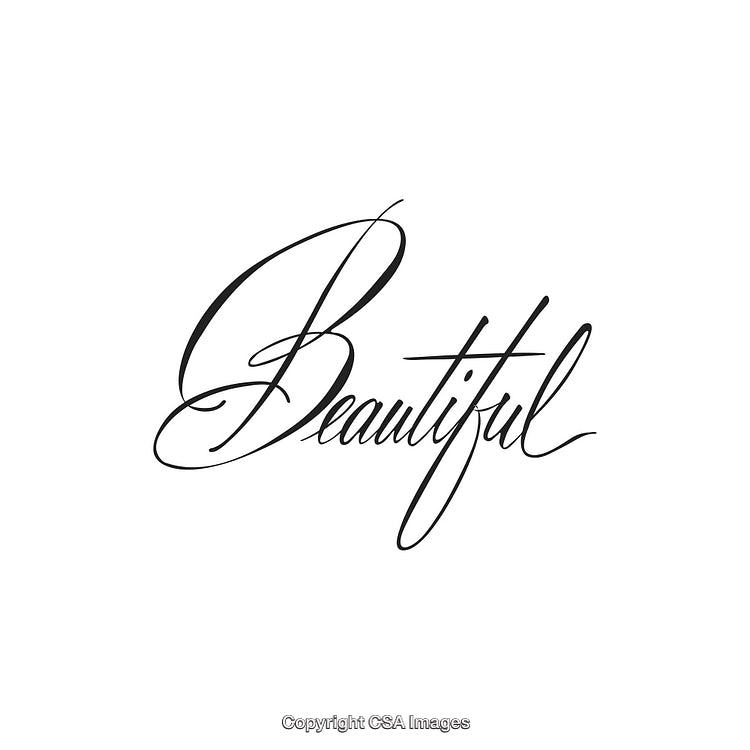 Elegant Calligraphy of the Word 'Beautiful' in Black on White Background