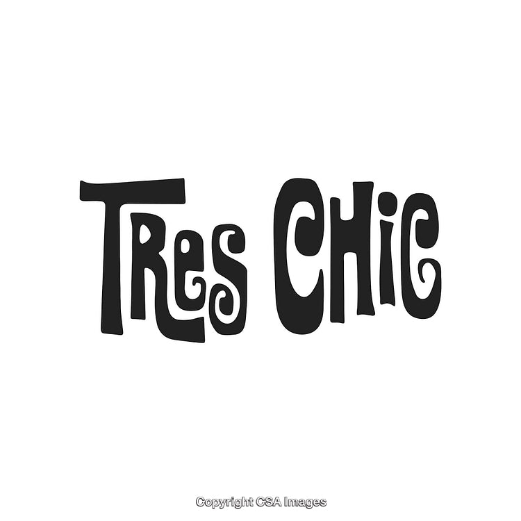 Stylish Hand-Drawn Typography Featuring Text 'Tres Chic' on White Background