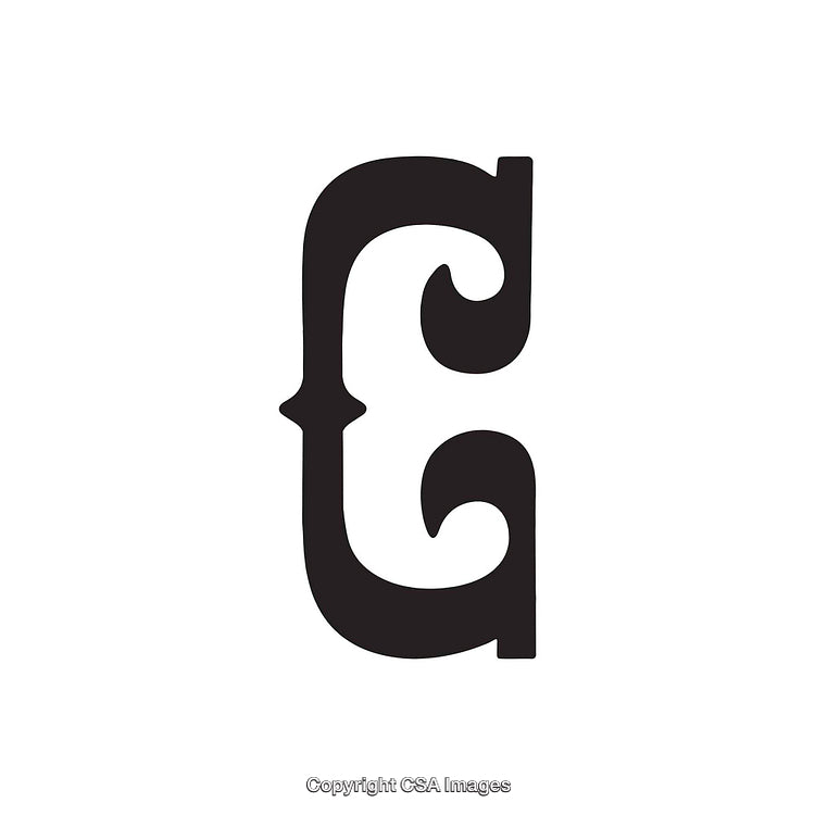Elegant Black Curved Letter C Design With Whimsical Features