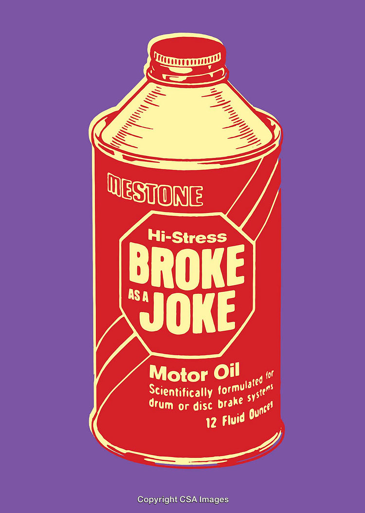 Retro-Inspired Motor Oil Can Design with Bold Typography on Purple Background