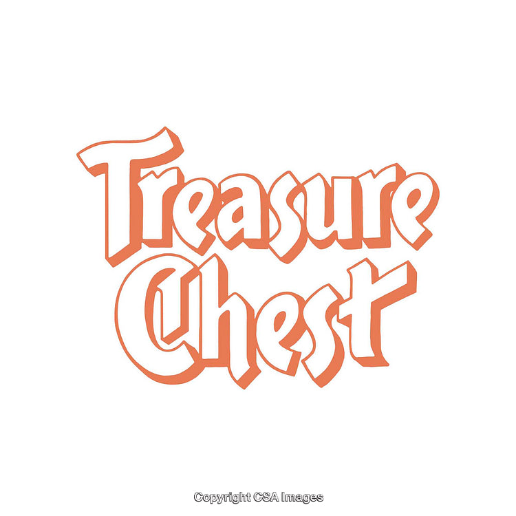 Stylized Text Design Featuring the Words 'Treasure Chest' in Bold Style