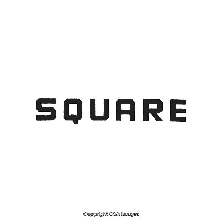 Square Word Written in Bold Black Lettering on White Background