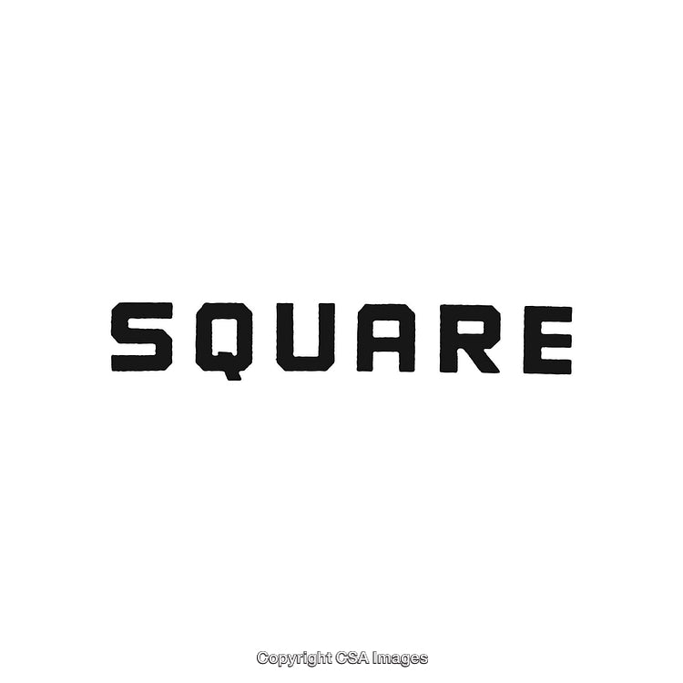 Square Word Written in Bold Black Lettering on White Background