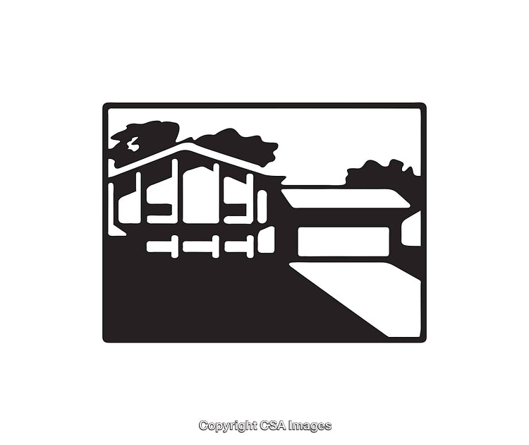 Black and White Illustration of a Residential Home With Modern Design