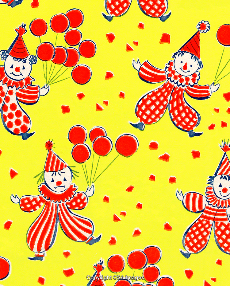Pattern of Clowns with Balloons