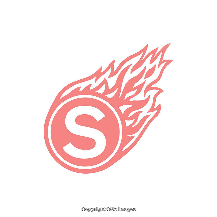Red Flaming Circle Featuring a Bold Letter S in the Center